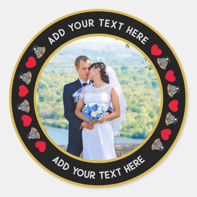 Create Your Own Custom Wedding Photo Classic Round Sticker (Front)