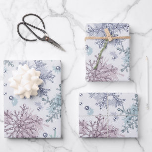 Create Your Own Custom White Vintage Snowflakes Wrapping Paper Sheet