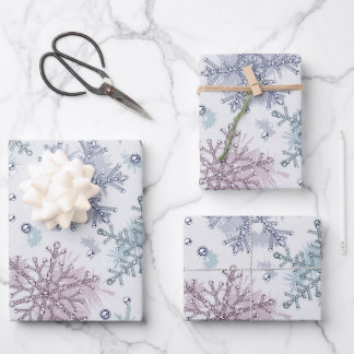 Create Your Own Custom White Vintage Snowflakes Wrapping Paper Sheet