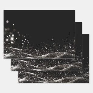 Create Your Own - Customisable Glitter Ribbon B&W Wrapping Paper Sheet