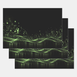 Create Your Own Customisable Glitter Ribbon Green Wrapping Paper Sheet