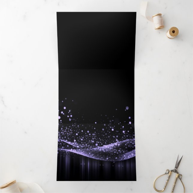 Create Your Own Customisable Glitter Ribbon Purple Tri-Fold Invitation (Inside)