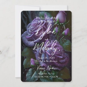 Create Your Own Customised Dark Purple Roses Invitation