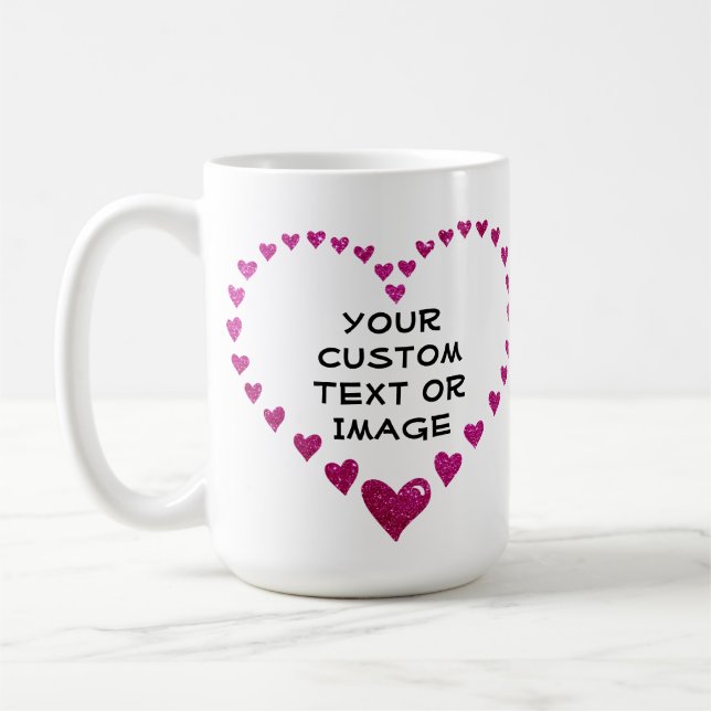 Create Your Own Customised Pink Hearts Design Coffee Mug (Left)