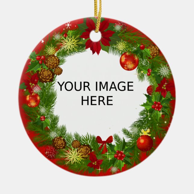 Create Your Own Cute and Elegant Photo Ceramic Tree Decoration (Front)