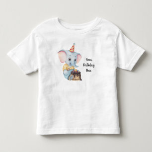 Create Your Own Cute Birthday Elephant Toddler T-Shirt