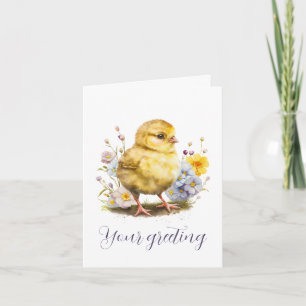 Create Your Own Cute Chick & Wildflowers Card