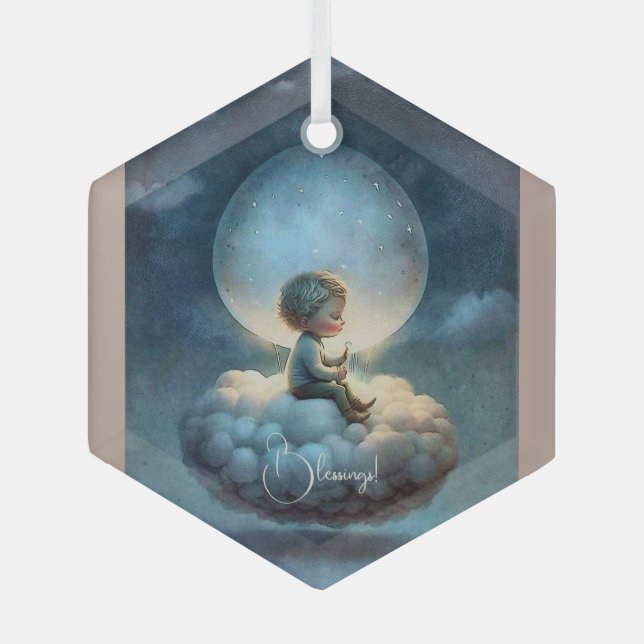 Create Your Own Cute Dreaming Boy Glass Tree Decoration (Front)