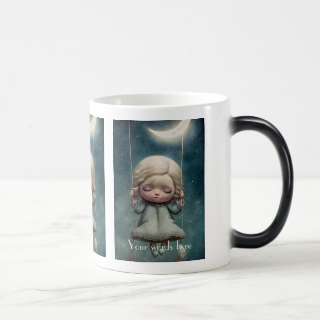 Create Your Own Cute Girl Dreaming on a Swing Magic Mug (Right)