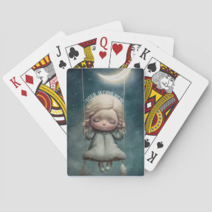 Create Your Own Cute Girl Dreaming on a Swing Playing Cards