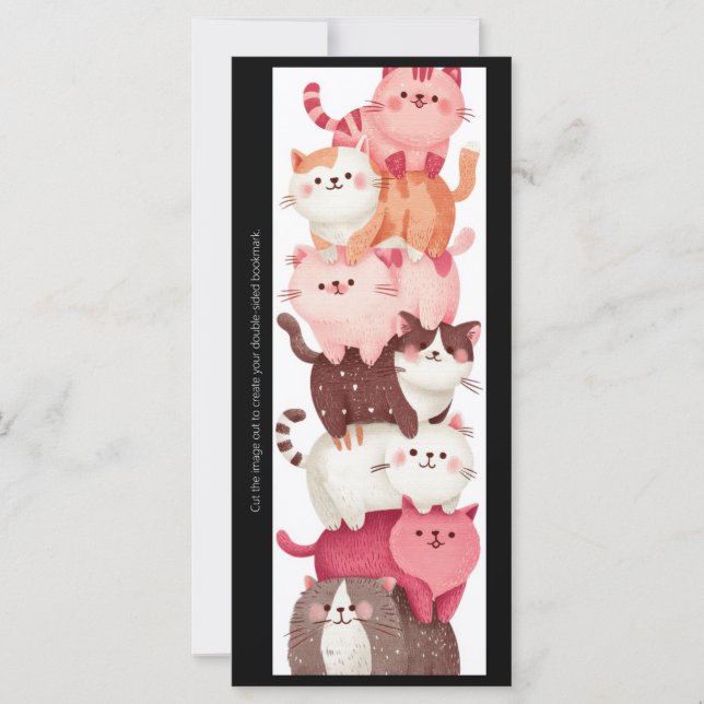 Create Your Own Cute Kittens Pile Up Bookmark Card (Front)