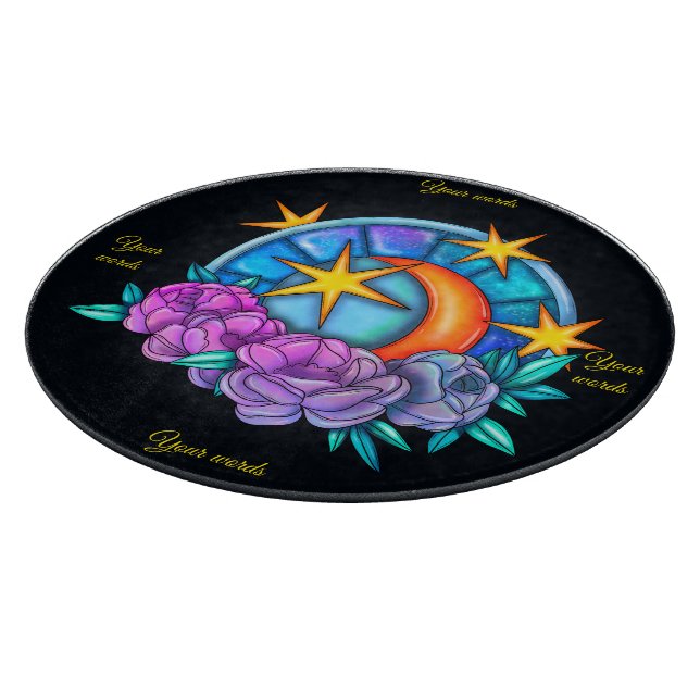 Create Your Own Cute Moon, Stars & Roses Cutting Board (Corner)