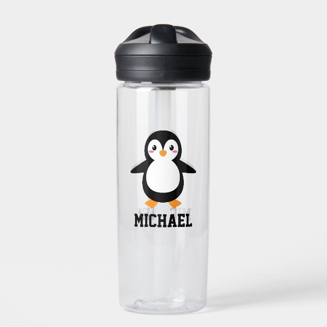 Create Your Own Cute Penguin Name  Water Bottle (Front)