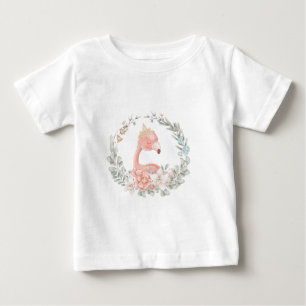 Create Your Own Cute Princess Flamingo Wreath Baby T-Shirt