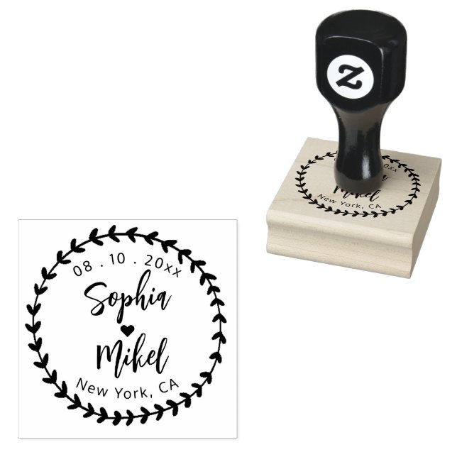 Create Your Own Cute Round Save The Date Wedding R Rubber Stamp (Stamped)