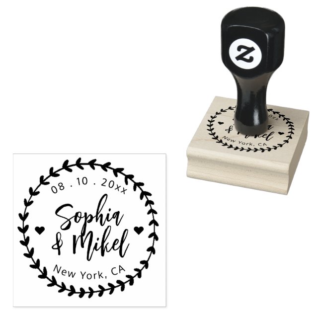 Create Your Own Cute Round Save The Date Wedding Rubber Stamp (Stamped)