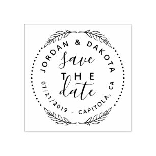 Create Your Own Cute Save The Date Modern Wedding Rubber Stamp