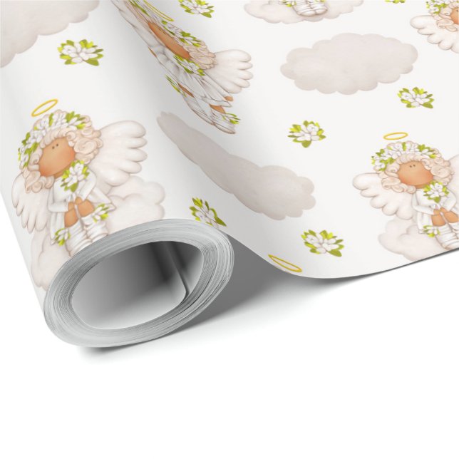 Create Your Own Cute Tiny Angel Wrapping Paper (Roll Corner)
