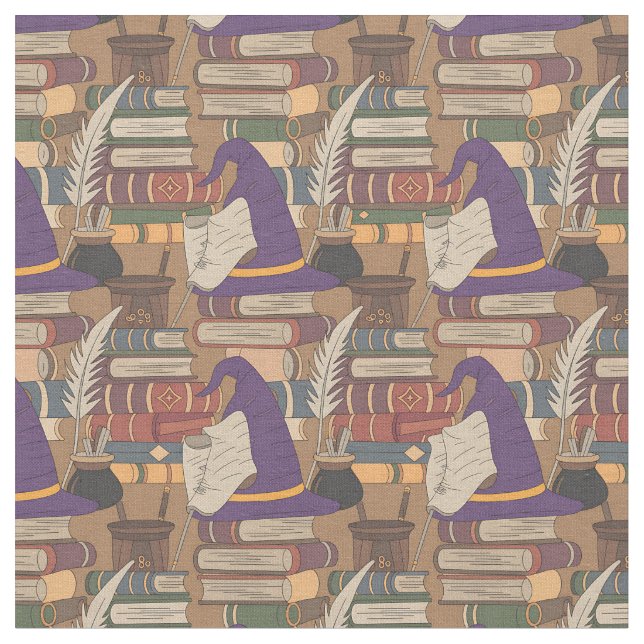Create Your Own Cute Wizarding School Montage Fabric (Close Up)