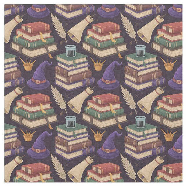 Create Your Own Cute Wizarding School Supplies Fabric (Close Up)