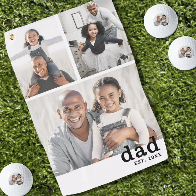Create Your Own Dad Photo Golf Towel (Dad Photo Collage Father Golf Towel)