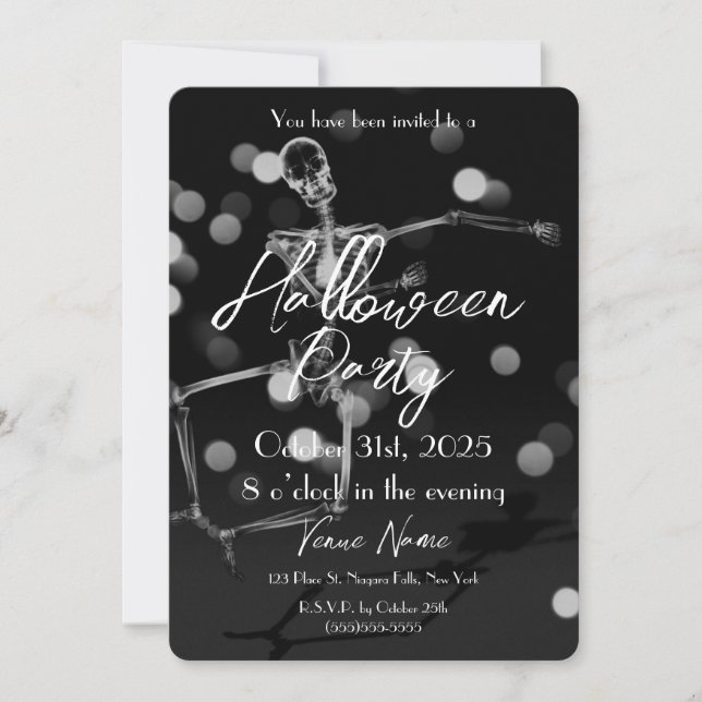 Create Your Own Dancing X-Ray Skeleton Halloween Invitation (Front)
