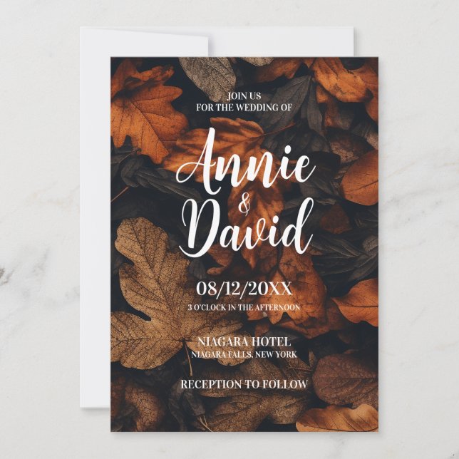 Create Your Own Dark Autumn Leaves Wedding Invitation (Front)