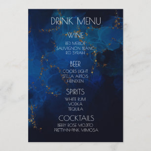 Create Your Own Dark Blue Gold Drink Menu