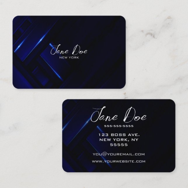 Create Your Own Dark Blue Weave Business Card (Front/Back)