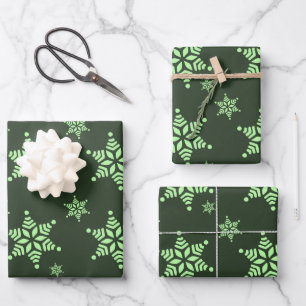 Create Your Own Dark Bold Snowflakes Pattern Wrapping Paper Sheet