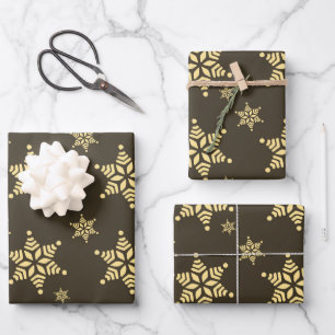 Create Your Own Dark Bold Snowflakes Pattern Wrapping Paper Sheet