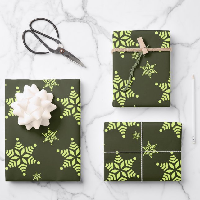 Create Your Own Dark Bold Snowflakes Pattern Wrapping Paper Sheet (Front)