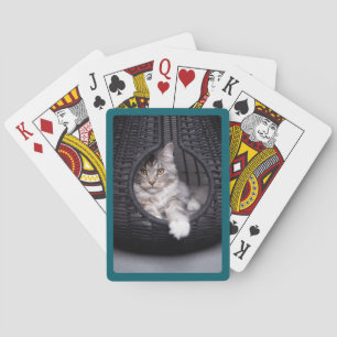 Create Your Own Dark Teal Border Photo Playing Cards