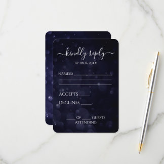 Create Your Own Deep Blue Bokeh Waters RSVP Card