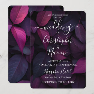 Create Your Own Deep Fuchsia Leaves Invitation