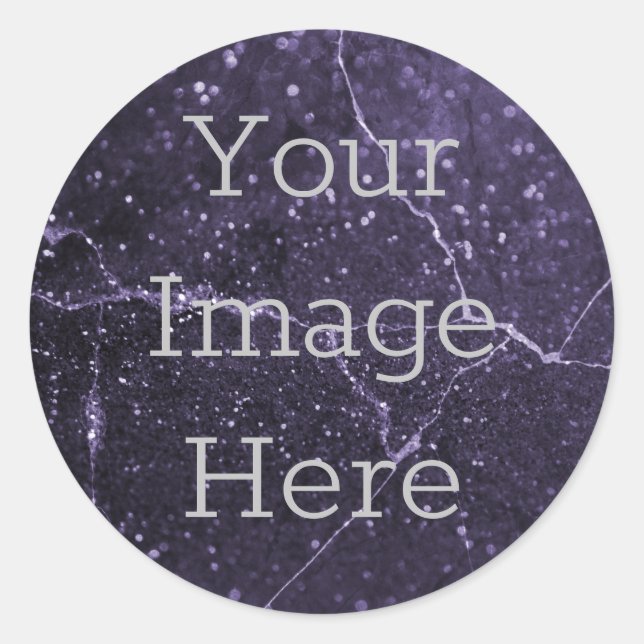 Create Your Own Deep Royal Purple Glitter Marble Classic Round Sticker (Front)