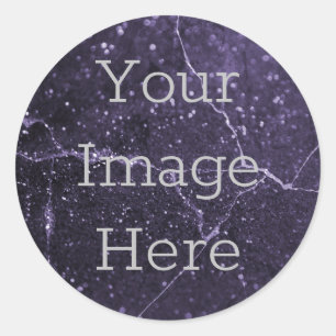 Create Your Own Deep Royal Purple Glitter Marble Classic Round Sticker
