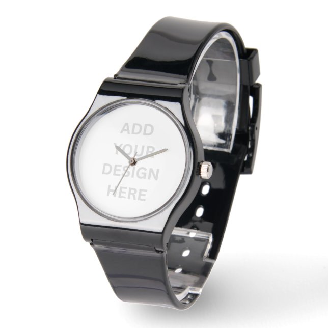 Create Your Own Design Black Silicone Watch (Angle)