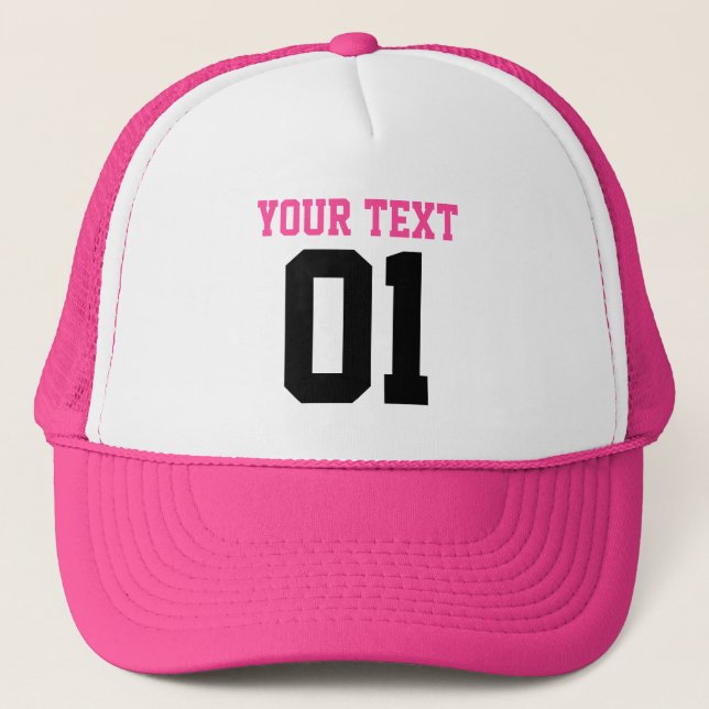 CREATE-YOUR-OWN DIY Custom Print Bachelorette Pink Trucker Hat (Front)