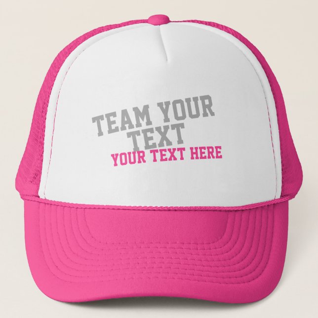 CREATE-YOUR-OWN DIY Custom Print Bachelorette Pink Trucker Hat (Front)