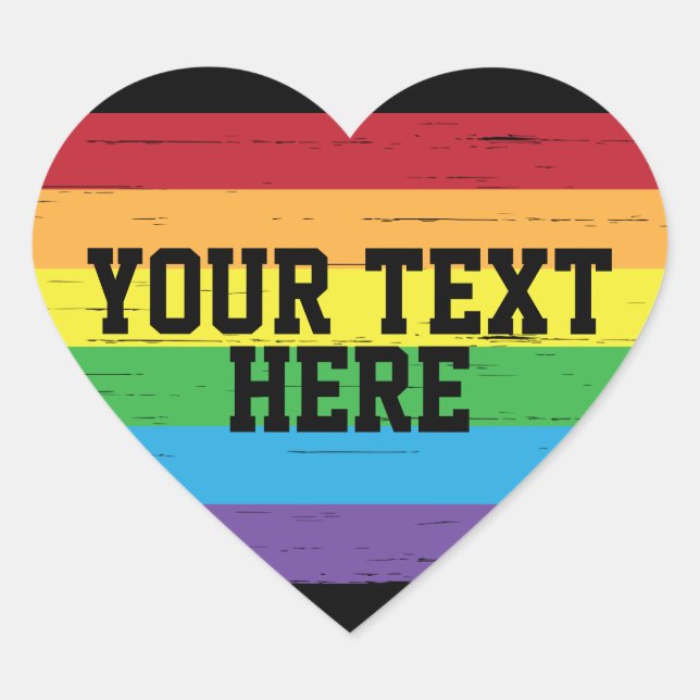 CREATE-YOUR-OWN DIY Custom template Rainbow LGBTQ Heart Sticker (Front)