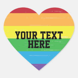 CREATE-YOUR-OWN DIY Custom template Rainbow LGBTQ Heart Sticker