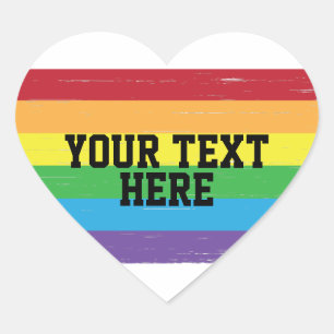 CREATE-YOUR-OWN DIY Custom template Rainbow LGBTQ Heart Sticker