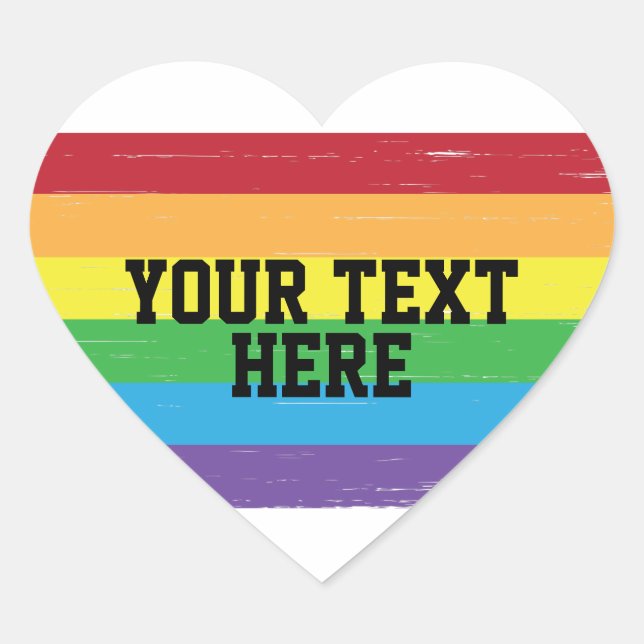 CREATE-YOUR-OWN DIY Custom template Rainbow LGBTQ Heart Sticker (Front)
