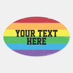 CREATE-YOUR-OWN DIY Custom template Rainbow LGBTQ Oval Sticker