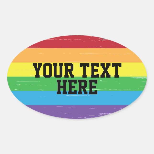 CREATE-YOUR-OWN DIY Custom template Rainbow LGBTQ Oval Sticker (Front)