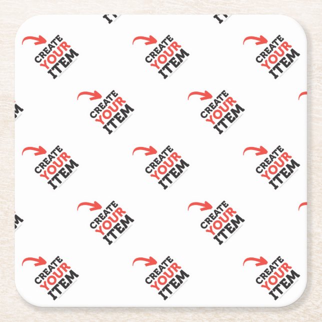 CREATE-YOUR-OWN DIY Custom upload your design Square Paper Coaster (Front)