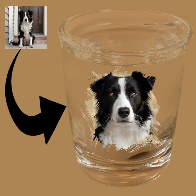 Create Your Own Dog Border Collie Face Head Photo Shot Glass (Creator Uploaded)