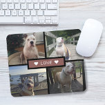 Create Your Own Dog Photo Collage Mouse Mat<br><div class="desc">Add your own pet photos. Design features 4 photos on a grid with solid rectangle in the middle with the word "love" and accent hearts on each side.</div>