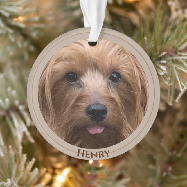 Create Your Own Dog Photo Custom Pet Puppy Name Ornament (Tree)